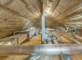 House ventilation system in an attic.